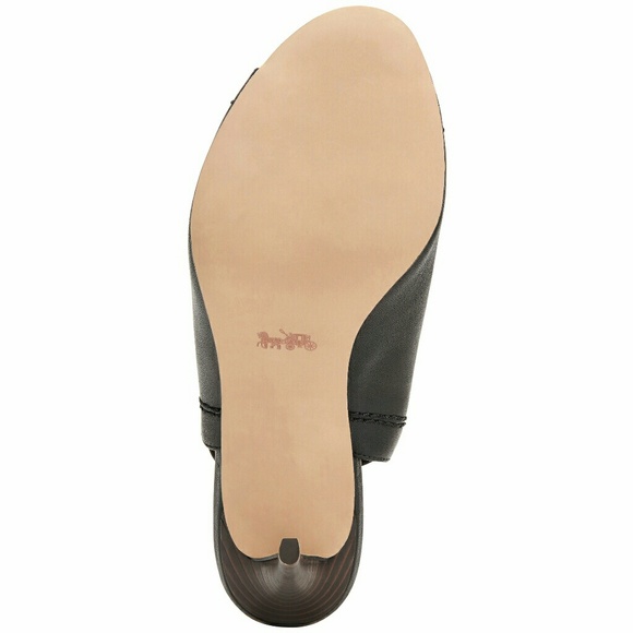 New! COACH Leather Open-Toe Black Slingback Heels - Picture 4 of 5
